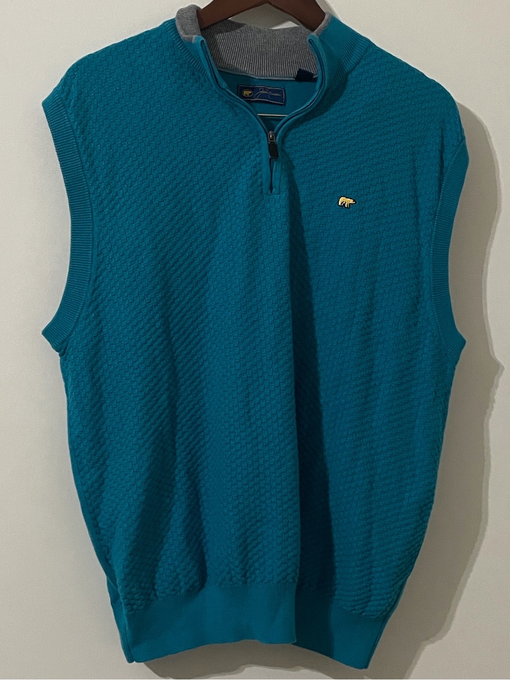 Jack Nicklaus Teal Blue 1/4-Zip Knit Golf Vest Size L
